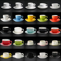 Vente en gros de tasses à café et soucoupes personnalisées avec logo américain, style moderne, en céramique, pour cappuccino et latte, avec logo pour café et restaurant