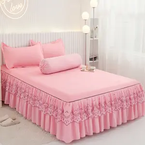 Amazon hot selling product bed skirt soft and warm ,100% cotton high end quilted queen bed skirt for bed/