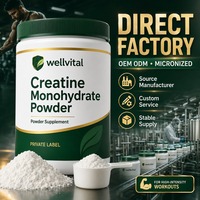 Créatine monohydrate micronisée en poudre, fabrication directe en usine, OEM ODM, pour les entraînements de haute intensité