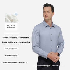 Chemises personnalisables en fibre de bambou et <span class=keywords><strong>soie</strong></span> de mûrier pour hommes, à manches longues, style décontracté ou habillé, vente en gros - Product Image 1