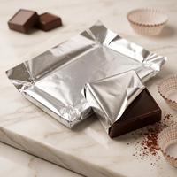 Rouleau de papier aluminium de 12 microns, souple, thermoscellable, gaufré, avec revêtement laqué, pour l'emballage de tablettes de chocolat, imprimé sur mesure