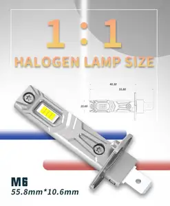 ميني M6 LED ، H1 H3 مع رقائق ليد 3000 لومن ، حجم هالوجين نحاسي بجهد 12 فولت لمصابيح الضباب الأمامية للسيارة
