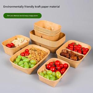 กล่องอาหารกระดาษคราฟท์แบบใช้แล้วทิ้ง ขนาด 500 มล. 650 มล. 750 มล. 1000 มล. 1200 มล. 1400 มล. พร้อมฝาปิด สำหรับใส่อาหารกลางวันหรืออาหารแบบกลับบ้าน - Product Image 3