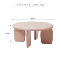Table basse ronde moderne en argile brillante avec pieds arrondis en bois d'acacia