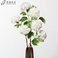 Susunan Bunga Hydrangea Sutra 3D Flower Creek Cottage (Gaya Alami) Satu Tangkai Putih/Merah Terang untuk Dekorasi Pernikahan