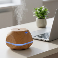 Diffuseur d'huiles essentielles ultrasonique USB 150 ml, humidificateur d'aromathérapie, lumière LED à effet bois pour la maison et le bureau