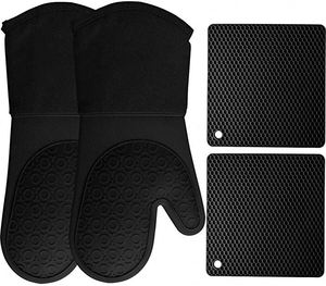 Custom Extra Large <b>Waterproof</b> <b>Silicone</b> Oven Mitt Set BBQ Glove Long Gloves for Cooking and Baking - Product Image 2