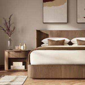 Luxury Home Furniture Bed <b>Frame</b> Wooden Beds Bedroom <b>Oak</b> GRE-V24003BD Bedroom Furniture GRE-V24003BD - Product Image 1