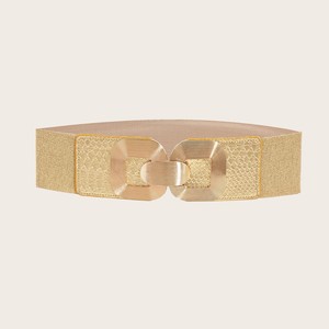 2025 mode dames couleur dorée Boho grande boucle symétrique <span class=keywords><strong>ceinture</strong></span> extensible <span class=keywords><strong>large</strong></span> élastique extensible tissé <span class=keywords><strong>ceinture</strong></span> <span class=keywords><strong>ceinture</strong></span> pour les femmes - Product Image 1
