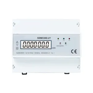 SDM530D-2T Dual Tariff 7 Modules Din Rail Three Phase Electronic kWh meter with Pulse Output