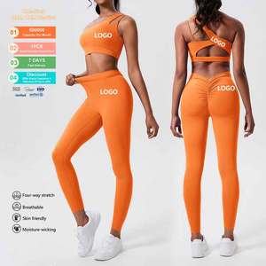 कस्टम जिम कपड़ों की फिटनेस कसरत, योग सेट महिलाओं के लिए एक कंधे की खेल ब्रा बट लिफ्ट लेगिंग वाली महिला - Product Image 1