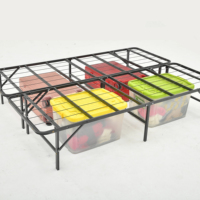 Lit plateforme moderne en métal ENKE Z-11, style vietnamien, pliable avec rangement, tailles Twin/Full/King pour appartement et chambre à coucher