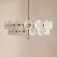 Lustre suspendu pour chambre et salle à manger, éclairage de plafond pour villa, design rond, LED, pour escalier, en verre français