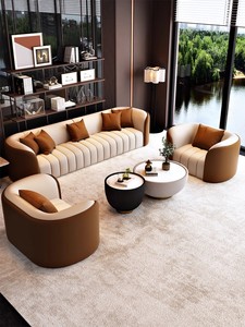 Set di Divano Componibile in Tessuto Moderno di Lusso <span class=keywords><strong>e</strong></span> Tavolino da Caffè per Reception Aziendale, Hall di Hotel, Riunioni <span class=keywords><strong>e</strong></span> Trattative in Ufficio - Product Image 2
