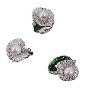 Bague en argent pur S925 avec perle d'eau douce naturelle en forme de feuille de lotus, diamant, ronde, 8-7 mm, sans défaut, tendance - Product Image 4