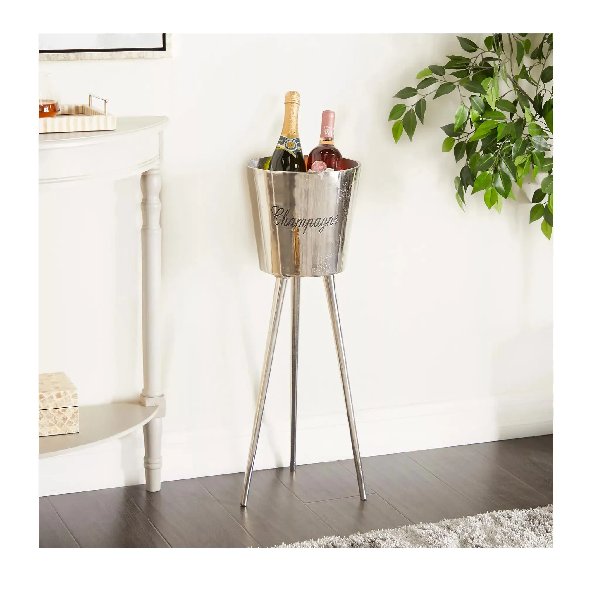 High Quality Nickel Color Champagne Ice Bucket with 3 Leg Stands for Events Party Decor Cheapest Price Wine Cooler Silver Color