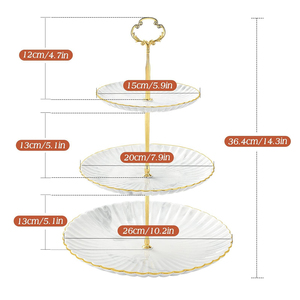 Tivray Custom <strong>3</strong> <strong>Tier</strong> Ceramic Wedding <strong>Dessert</strong> Fruit Snack Cupcake Cake Marble Elegant <strong>Dessert</strong> Stand for Tea Party Serving Platter - Product Image 2