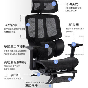 เก้าอี้คอมพิวเตอร์ตามหลักสรีรศาสตร์พร้อมที่วางแขนแบบ 3 มิติและพนักพิงศีรษะปรับได้สำหรับใช้ในสำนักงาน เล่นเกม และที่บ้าน - Product Image 1