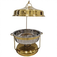 Plat à chafing de luxe en verre et métal doré en forme d'œuf, 3L, alimenté à l'alcool, pour buffet d'hôtel, banquet et traiteur