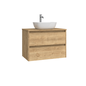 VENTO Blanco Brillante/Roble Natural con Tapa Superior, Mueble de Baño con 2 Cajones, 989*450*550mm, Superventas - Product Image 1