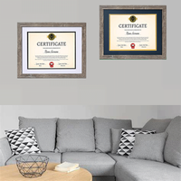 Cadres en bois gris vieilli style rustique 8,5x11' avec passe-partout 11x14" sans passe-partout pour certificats et documents A4