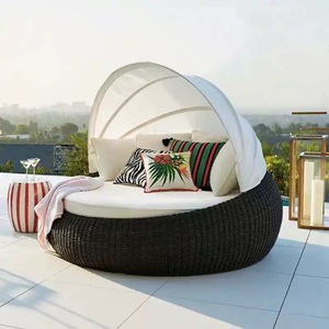 Cama Solar Redonda de Ratán en Oferta, Tumbona Impermeable para Playa, Jardín y Exteriores - Product Image 4