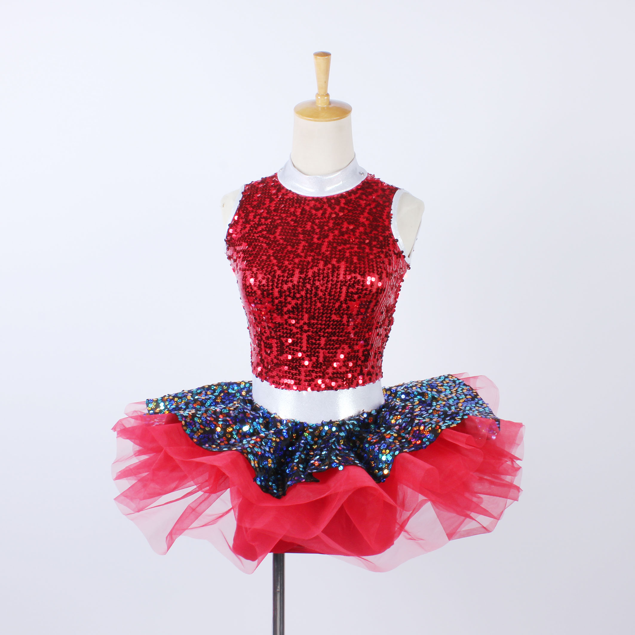 red sequin dance dress Stunning Mirror Red Sequin Salsa Dance Dress