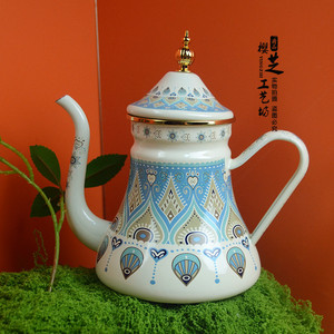 <span class=keywords><strong>Théière</strong></span> vintage en émail en gros, 1,2 L, en silicone, écologique, pour la maison, style <span class=keywords><strong>russe</strong></span>, pour faire bouillir l'eau - Product Image 3