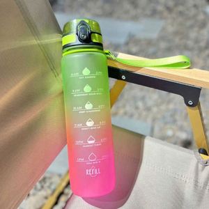 Hot Sale Portable Outdoor Water Bottle <b>Plastic</b> Tritan Water Drink Jug Hiking Motivational Water Bottle - Product Image 6