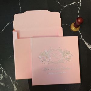 Élégantes cartes d'invitation de <span class=keywords><strong>mariage</strong></span> en carton rigide rose pailleté argenté avec enveloppe - Product Image 3