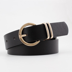 Manufacturers Wholesale Designer Women's PU Belts Girls Dresses Jeans Strap Fashion Gold Buckle Ladies Leather Belt