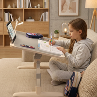 Table de lit pliable et réglable en hauteur pour ordinateur portable, bureau inclinable avec tiroir de rangement latéral, idéal pour l'étude et l'écriture des enfants, pour canapé et dortoir