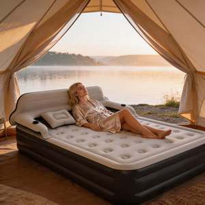 Matelas Gonflable Double Luxe Professionnel pour Intérieur et Extérieur, Idéal pour le Camping, Portable et à Gonflage Rapide - Product Image 1