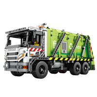 Reobrix 40-Piece RC Truk Sampah Kompresor Set Blok Bangunan Elektrik Remote Control Mainan Teknik Daur Ulang Elektronik