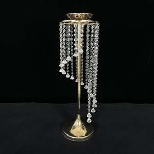 DKB โต๊ะดอกไม้โลหะคริสตัลสีทองงานปาร์ตี้ - Product Image 1