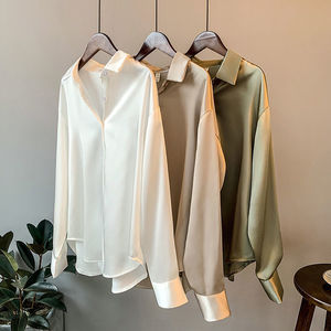 <span class=keywords><strong>Camisa</strong></span> <span class=keywords><strong>de</strong></span> satén con botones Retro para mujer <span class=keywords><strong>de</strong></span> la mejor calidad, <span class=keywords><strong>camisa</strong></span> elegante <span class=keywords><strong>de</strong></span> seda a la moda para oficina para mujer, <span class=keywords><strong>camisa</strong></span> <span class=keywords><strong>blanca</strong></span> <span class=keywords><strong>de</strong></span> manga larga, Top - Product Image 4