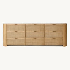 Commode moderne en <span class=keywords><strong>bois</strong></span> et rotin à 9 tiroirs, commode <span class=keywords><strong>de</strong></span> chambre à coucher, <span class=keywords><strong>coffre</strong></span> <span class=keywords><strong>de</strong></span> <span class=keywords><strong>rangement</strong></span> rustique en <span class=keywords><strong>bois</strong></span> pour salon - Product Image 1