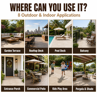 Dalles de terrasse carrées en WPC à clipser, pour terrasse familiale, patio extérieur, piscine, jardin, antidérapantes, écologiques, 6 couleurs