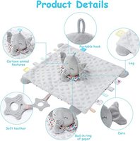 Couverture de confort pour bébé, couverture douce pour nouveau-né avec étiquettes, couverture douce en forme d'éléphant, jouet de sommeil pour bébé avec étiquettes
