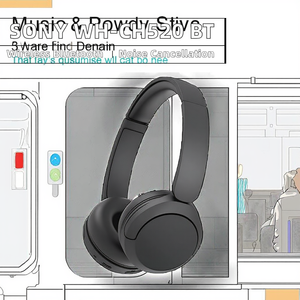 Pour les écouteurs sans fil WH-CH520 compacts et faciles à transporter, Bluetooth 5.0, micro intégré, réduction active du bruit (ANC) - Product Image 2