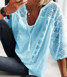 Nouveauté Tendance 2026 : T-shirt Élégant Ample en <span class=keywords><strong>Dentelle</strong></span> Unie pour <span class=keywords><strong>Femme</strong></span> – Idéal pour le Bureau – Vente Flash Dropshipping Printemps-Été - Product Image 1