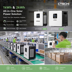 Station d'alimentation portable d'extérieur 1kW 1000W 2kWh LiFePO4, station d'alimentation solaire portable 1000W avec panneaux solaires BMS - Product Image 4