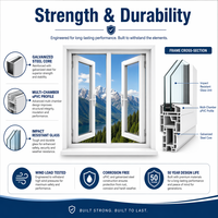 Ventana Abatible de Aluminio con Triple Acristalamiento Low-E Personalizada, Ventanas Abatibles de Doble Acristalamiento con Barra Antirrobo para Ahorro de Energía