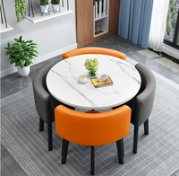 Ensemble de table à manger en bois moderne de luxe, gain de place et extensible, 5 pièces, pour la maison, l'appartement, l'hôtel