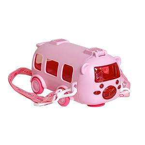 Botella de agua infantil con diseño de coche de dibujos animados rosa con pajita para niños de 2 a 4 años, primavera 2024 - Product Image 1