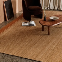 Tapis en jute naturel sans colle, tissé à la main, style vintage, pour salon, canapé, table basse, tapis de sol, tapis de chevet, maisons d'hôtes