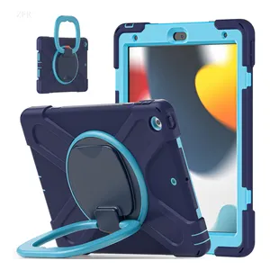 [Untuk iPad 10.2 casing] casing Tablet tahan guncangan desain pegangan lipat 360 dapat diputar untuk iPad 10.2 2021 9