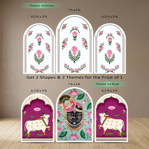 Juego de Arcos Reversibles Premium de 3 Piezas con Diseño Floral y Shrinathji Pichwai, Arco Decorativo de Vinilo de 6.5-7 pies para Bodas - Product Image 3