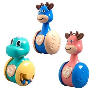 Produk Bayi penjualan laris 2023 binatang kartun Tumbler mainan edukasi bayi belajar memanjat pegangan latihan kerincingan bel mainan bayi