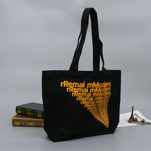 <strong>Black</strong> Cotton Canvas Tote <strong>Bag</strong> Customized logo Large Shopping <strong>Bag</strong> - Product Image 2